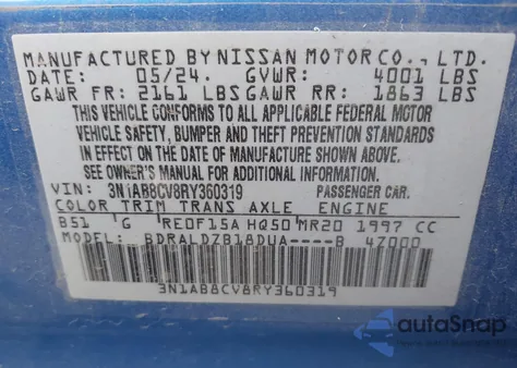 2024 Nissan Sentra Sv Xtronic Cvt from USA, damaged, VIN 3N1AB8CV8RY360319